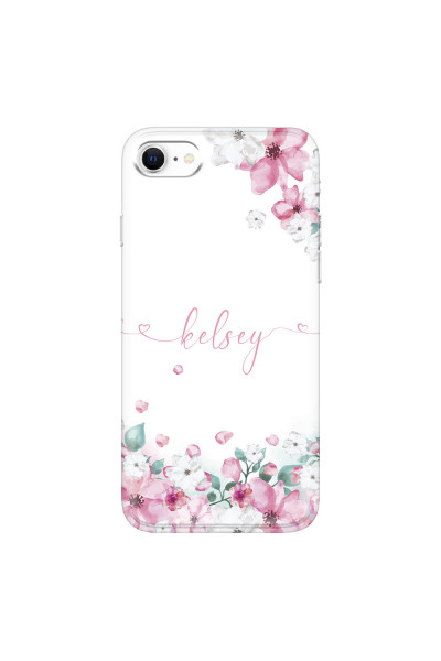 APPLE - iPhone SE 2020 - Soft Clear Case - Watercolor Flowers Handwritten