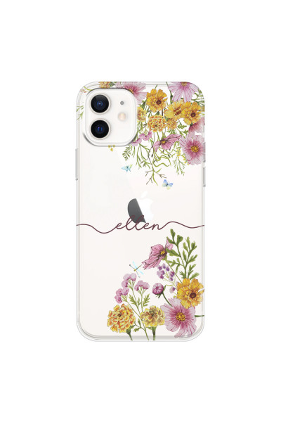 APPLE - iPhone 12 Mini - Soft Clear Case - Meadow Garden with Monogram Red