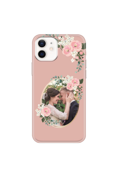 APPLE - iPhone 12 Mini - Soft Clear Case - Pink Floral Mirror Photo