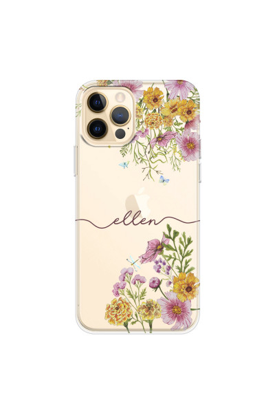 APPLE - iPhone 12 Pro - Soft Clear Case - Meadow Garden with Monogram Red
