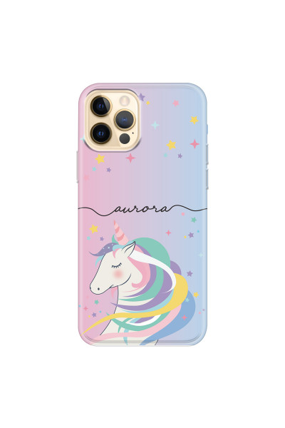 APPLE - iPhone 12 Pro - Soft Clear Case - Pink Unicorn Handwritten