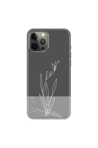 APPLE - iPhone 12 Pro Max - Soft Clear Case - Dark Grey Marble Flower