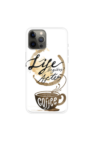 APPLE - iPhone 12 Pro Max - Soft Clear Case - Life begins after coffee