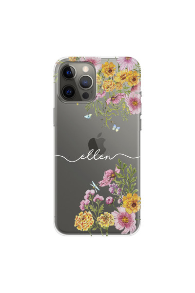 APPLE - iPhone 12 Pro Max - Soft Clear Case - Meadow Garden with Monogram White