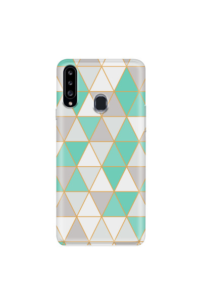 SAMSUNG - Galaxy A20S - Soft Clear Case - Green Triangle Pattern