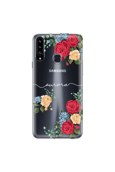 SAMSUNG - Galaxy A20S - Soft Clear Case - Red Floral Handwritten Light 