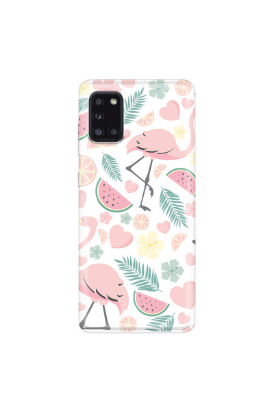SAMSUNG - Galaxy A31 - Soft Clear Case - Tropical Flamingo III