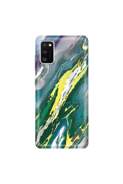 SAMSUNG - Galaxy A41 - Soft Clear Case - Marble Rainforest Green