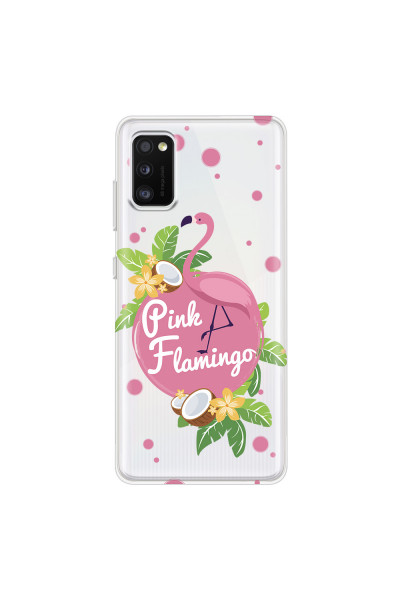 SAMSUNG - Galaxy A41 - Soft Clear Case - Pink Flamingo