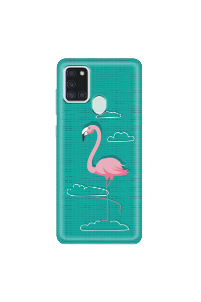 SAMSUNG - Galaxy A21S - Soft Clear Case - Cartoon Flamingo