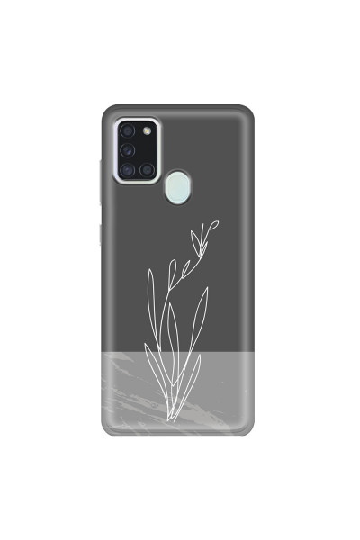 SAMSUNG - Galaxy A21S - Soft Clear Case - Dark Grey Marble Flower