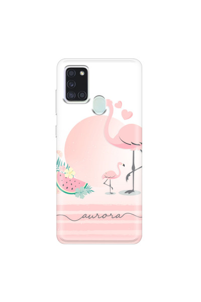 SAMSUNG - Galaxy A21S - Soft Clear Case - Flamingo Vibes Handwritten