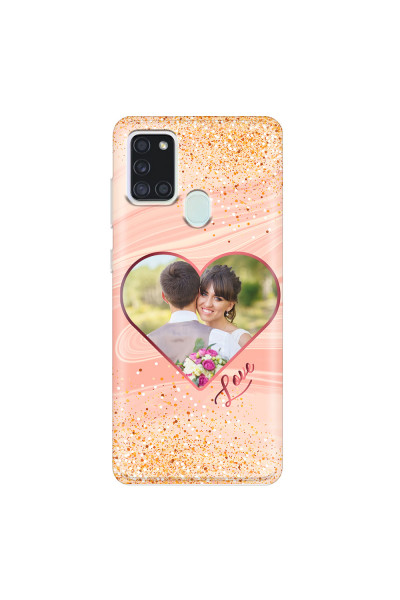 SAMSUNG - Galaxy A21S - Soft Clear Case - Glitter Love Heart Photo