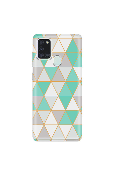 SAMSUNG - Galaxy A21S - Soft Clear Case - Green Triangle Pattern