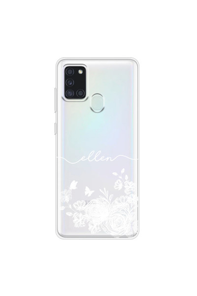 SAMSUNG - Galaxy A21S - Soft Clear Case - Handwritten White Lace