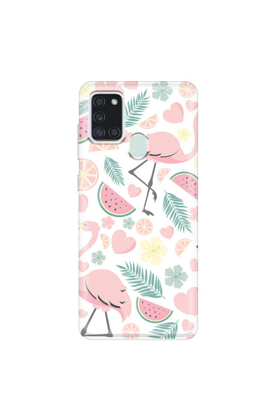 SAMSUNG - Galaxy A21S - Soft Clear Case - Tropical Flamingo III