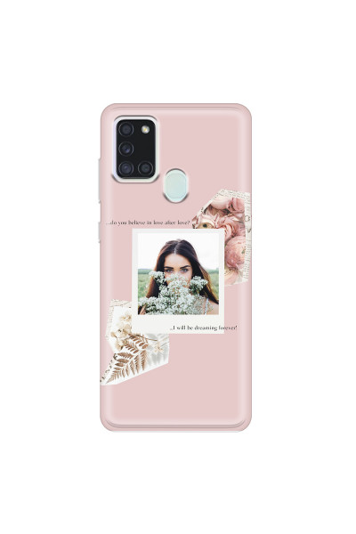 SAMSUNG - Galaxy A21S - Soft Clear Case - Vintage Pink Collage Phone Case