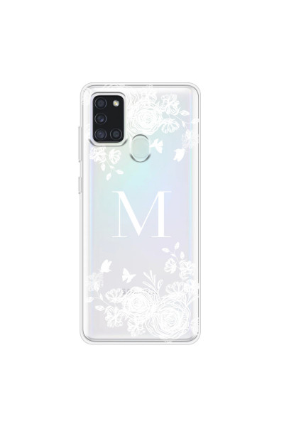 SAMSUNG - Galaxy A21S - Soft Clear Case - White Lace Monogram