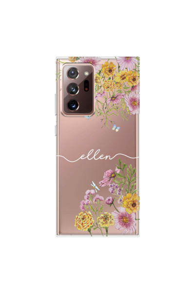 SAMSUNG - Galaxy Note20 Ultra - Soft Clear Case - Meadow Garden with Monogram White
