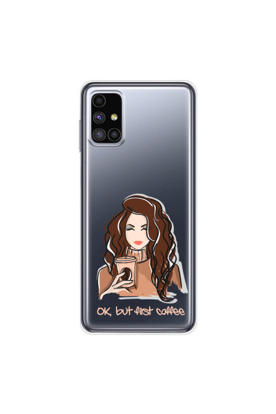 SAMSUNG - Galaxy M51 - Soft Clear Case - But First Coffee Light