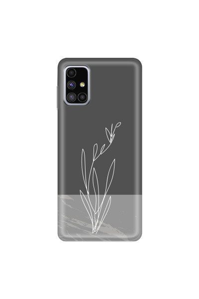 SAMSUNG - Galaxy M51 - Soft Clear Case - Dark Grey Marble Flower