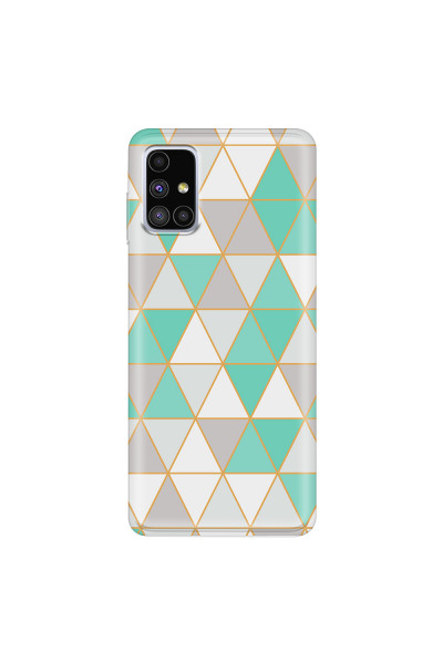 SAMSUNG - Galaxy M51 - Soft Clear Case - Green Triangle Pattern