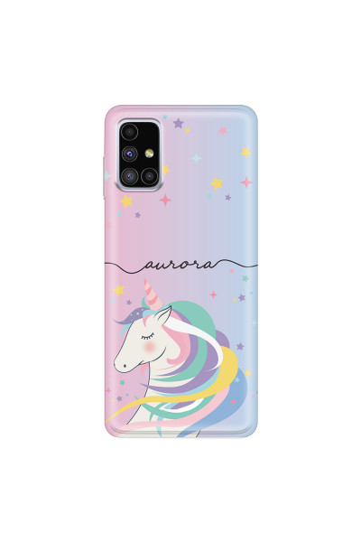 SAMSUNG - Galaxy M51 - Soft Clear Case - Pink Unicorn Handwritten