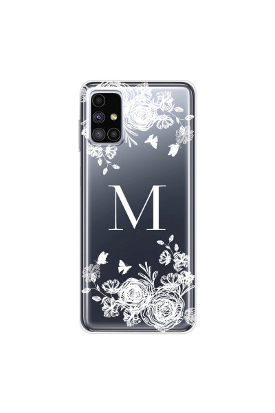 SAMSUNG - Galaxy M51 - Soft Clear Case - White Lace Monogram