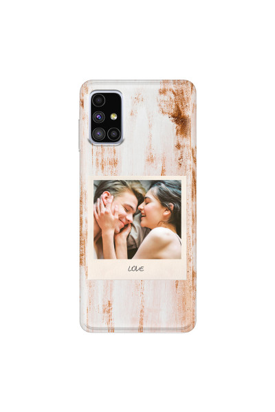 SAMSUNG - Galaxy M51 - Soft Clear Case - Wooden Polaroid