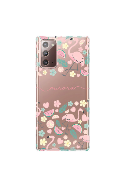 SAMSUNG - Galaxy Note20 - Soft Clear Case - Clear Flamingo Handwritten