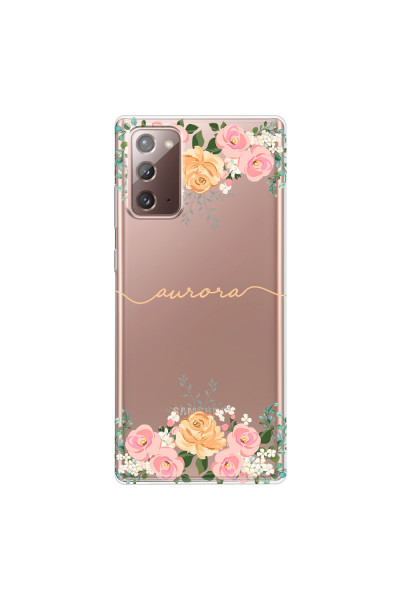 SAMSUNG - Galaxy Note20 - Soft Clear Case - Gold Floral Handwritten