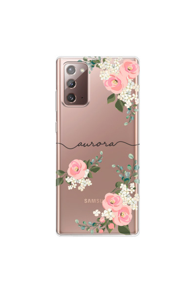 SAMSUNG - Galaxy Note20 - Soft Clear Case - Pink Floral Handwritten