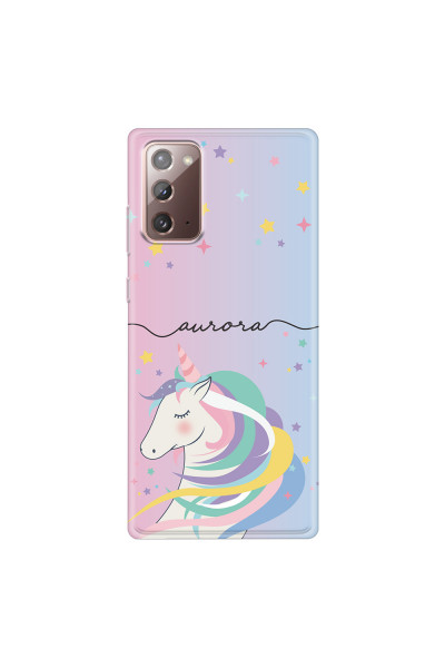 SAMSUNG - Galaxy Note20 - Soft Clear Case - Pink Unicorn Handwritten