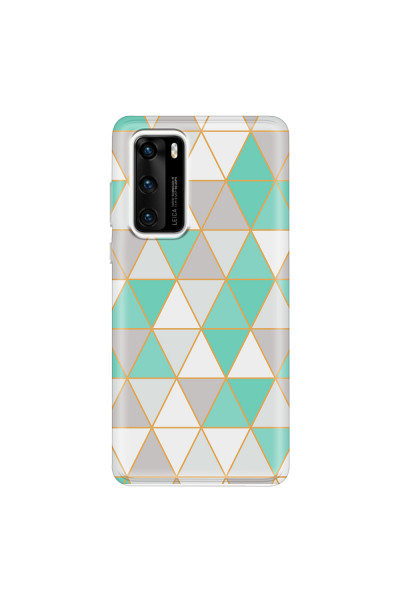 HUAWEI - P40 - Soft Clear Case - Green Triangle Pattern