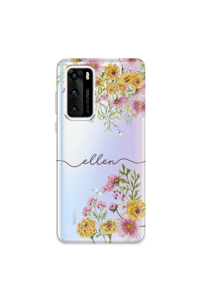 HUAWEI - P40 - Soft Clear Case - Meadow Garden with Monogram Red