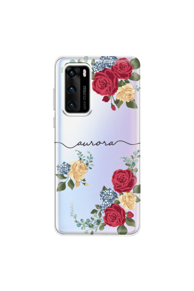 HUAWEI - P40 - Soft Clear Case - Red Floral Handwritten