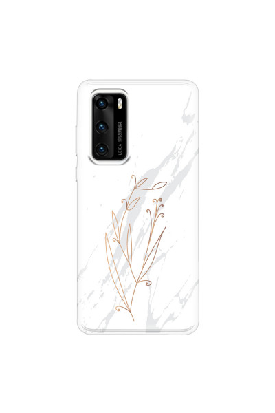 HUAWEI - P40 - Soft Clear Case - White Marble Flowers