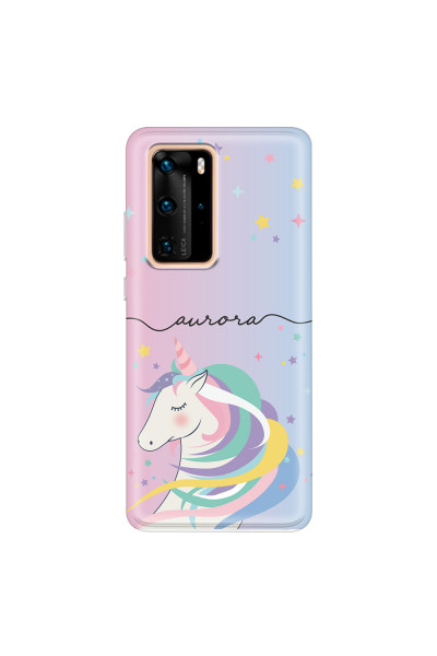 HUAWEI - P40 Pro - Soft Clear Case - Pink Unicorn Handwritten