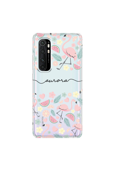 XIAOMI - Mi Note 10 Lite - Soft Clear Case - Clear Flamingo Handwritten Dark
