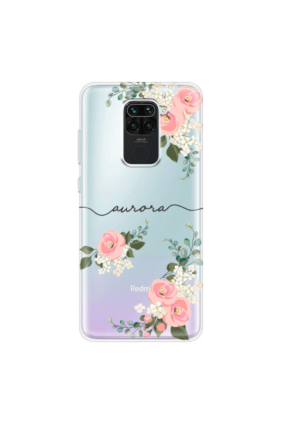 XIAOMI - Redmi Note 9 - Soft Clear Case - Pink Floral Handwritten