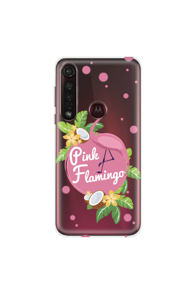 MOTOROLA by LENOVO - Moto G8 Plus - Soft Clear Case - Pink Flamingo