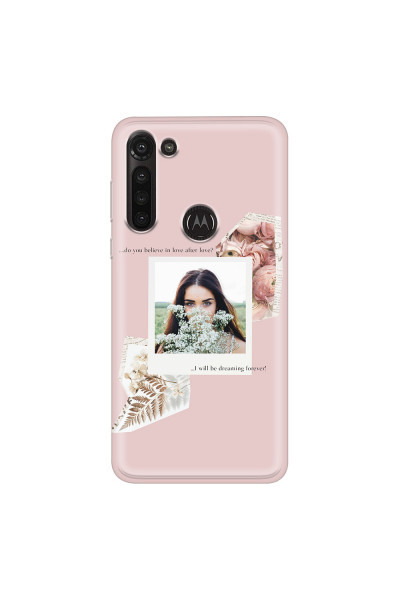 MOTOROLA by LENOVO - Moto G8 Power - Soft Clear Case - Vintage Pink Collage Phone Case
