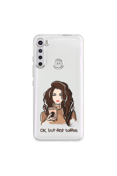 MOTOROLA by LENOVO - Moto One Fusion Plus - Soft Clear Case - But First Coffee