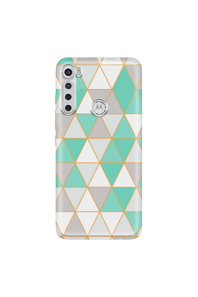 MOTOROLA by LENOVO - Moto One Fusion Plus - Soft Clear Case - Green Triangle Pattern