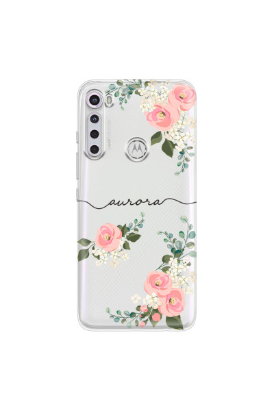 MOTOROLA by LENOVO - Moto One Fusion Plus - Soft Clear Case - Pink Floral Handwritten