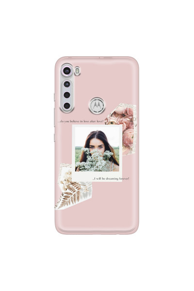 MOTOROLA by LENOVO - Moto One Fusion Plus - Soft Clear Case - Vintage Pink Collage Phone Case