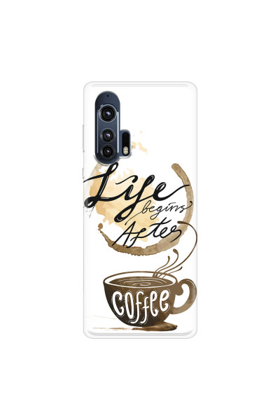 MOTOROLA by LENOVO - Moto Edge Plus - Soft Clear Case - Life begins after coffee