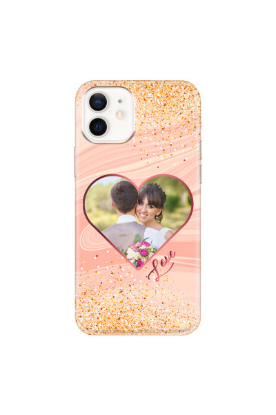 APPLE - iPhone 12 - Soft Clear Case - Glitter Love Heart Photo