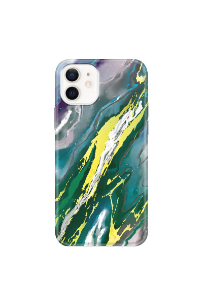 APPLE - iPhone 12 - Soft Clear Case - Marble Rainforest Green