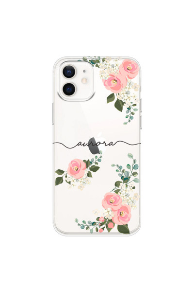 APPLE - iPhone 12 - Soft Clear Case - Pink Floral Handwritten